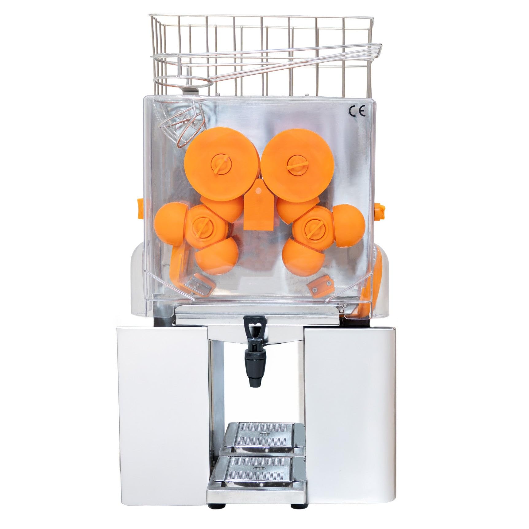 Spremiagrumi Professionale Automatico Elettrico Acciaio Inox 220V 120W Resa 40-50% 22 Arance al Minuto Pressa per Agrumi con Rubinetto Cavo 1,8m Filtri Vasche di Raccolta