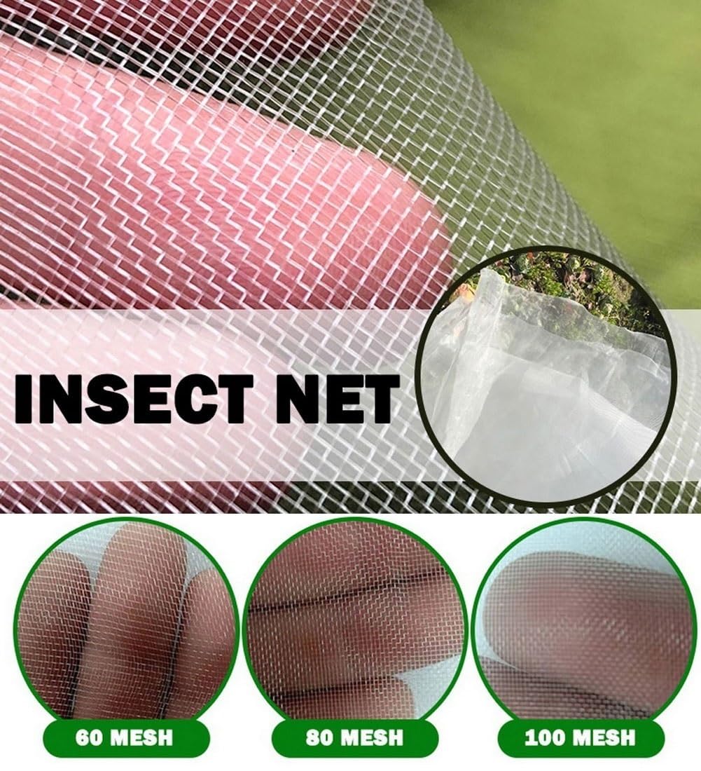Feines Gartennetz für Hochbeete, 100 Maschen (0,5 mm), weiß, Pflanzenschutz, schützt Obst, Blumen und Gemüse vor Vögeln und Eichhörnchen, langlebig und leicht