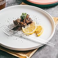 Vista 8 de POSATE Tenedores de plástico resistentes, material desechable de grado alimenticio, transparente, paquete de 30