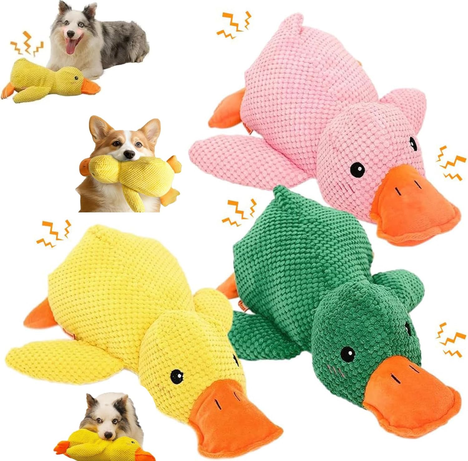 Canard apaisant pour chien Mellow Dog en peluche jaune avec pouët