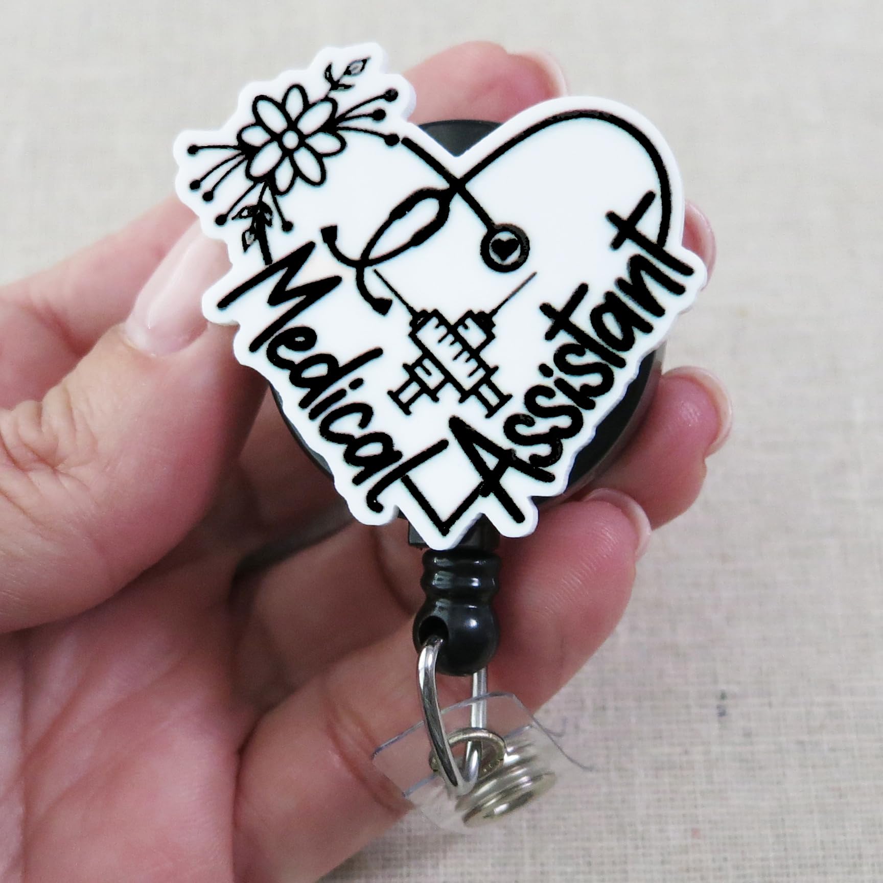 Obookey Nurse Badge Reel Retractable Holder Cute ID Badge Holder With Alligator Clip Beads, Office Card Reels Nursing Gifts (Pink Pumpkin Ghost 8 thumbnail image