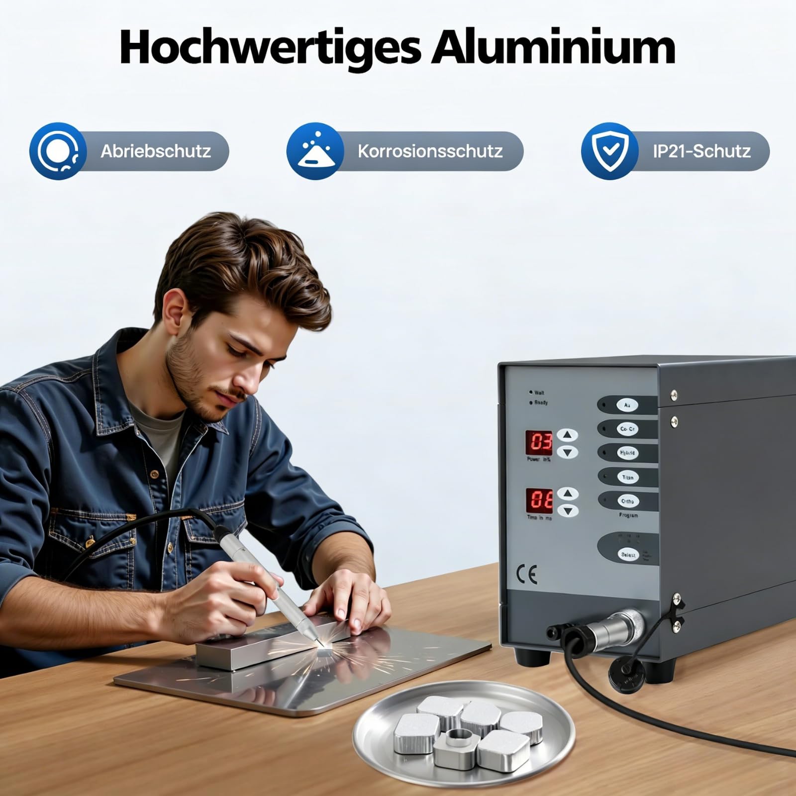 Automatische Punktschweißmaschine, Elektrisches Pulse Spot Welder Gold Silver Schweißmaschine, Pulse Argon Schweißgerät, 220V 100W Punktschweißmaschine für Schmuck, Edelmetalle & DIY, inkl.