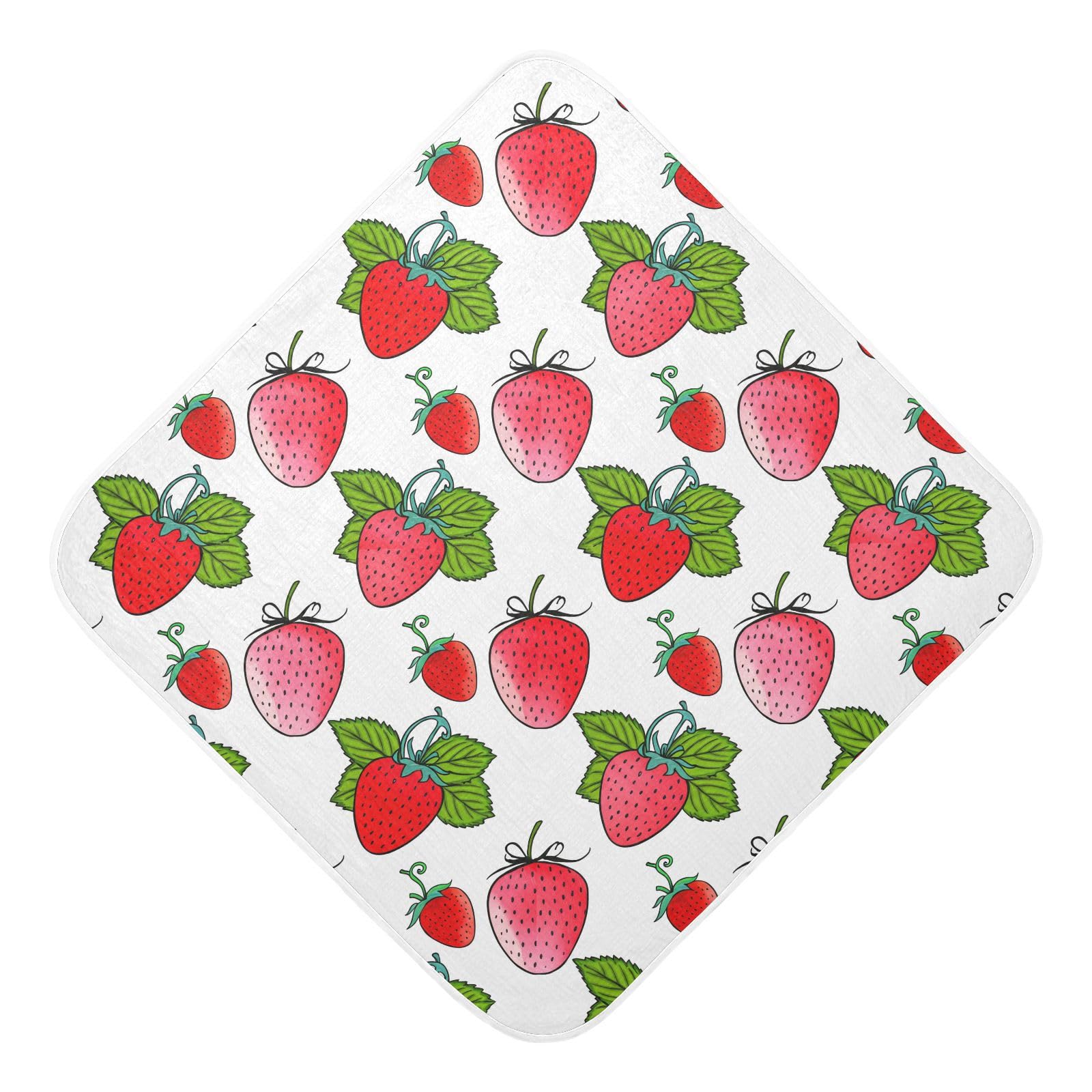 Msyxl Strawberry Doodles Hooded Towel - Ultra Soft & Absorbent Muslin Cotton Bath Towel for Babies, Toddlers, Newborn - Boys & Girls Essential 30