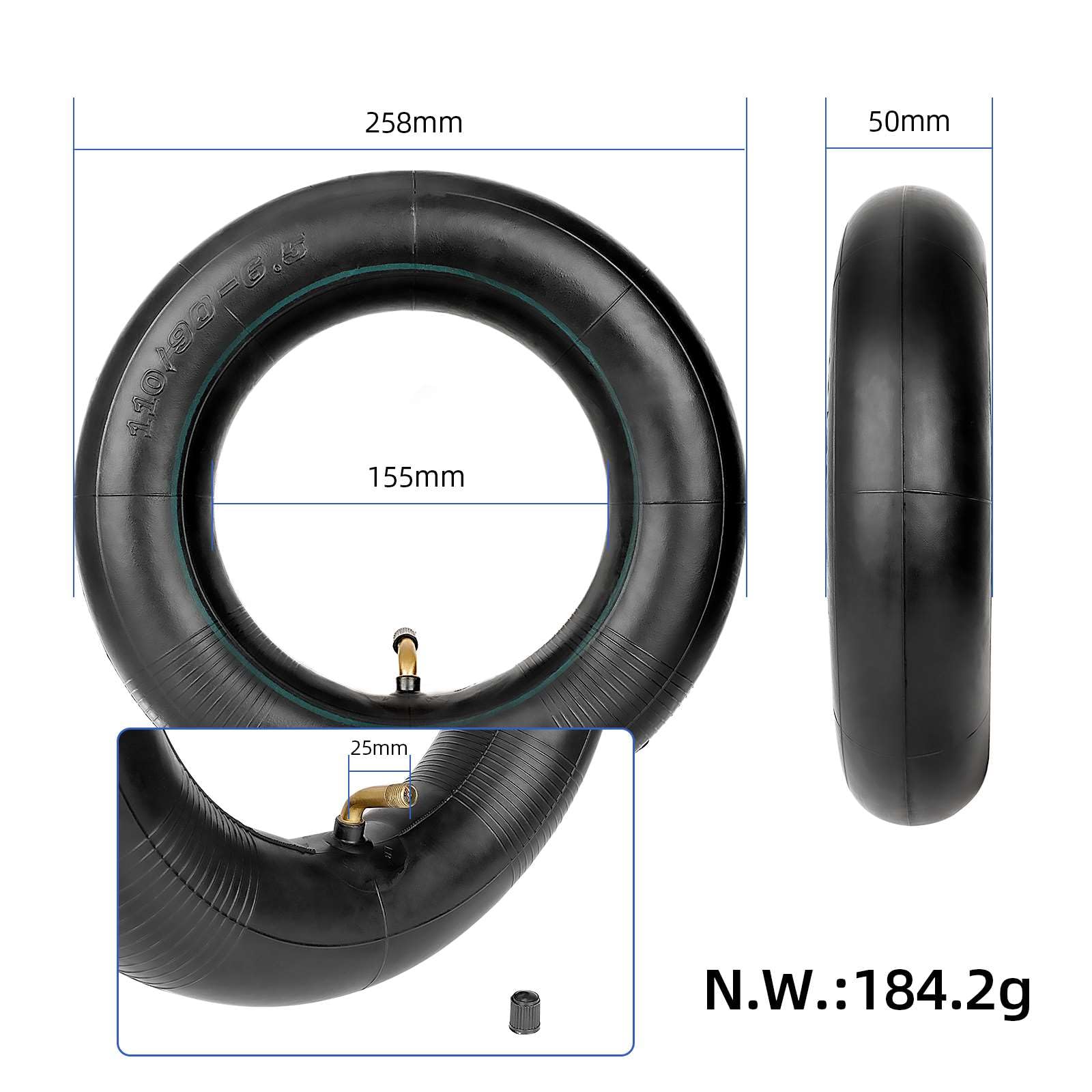 TREFAN 110/90-6.5 Camera d'Aria Addensata per Dualtron Ultra Monopattino Elettrico Tubo di Ricambio per Pneumatici da 11 Pollici (2 PZ)