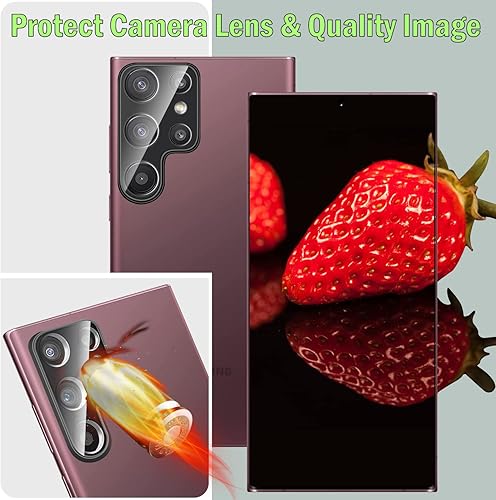Miniatura 6 de Jeywiry Paquete de 2 protectores de pantalla para Samsung Galaxy S22 Ultra 5G de 6.8 pulgadas con 2 protectores de lente de cámara de vidrio