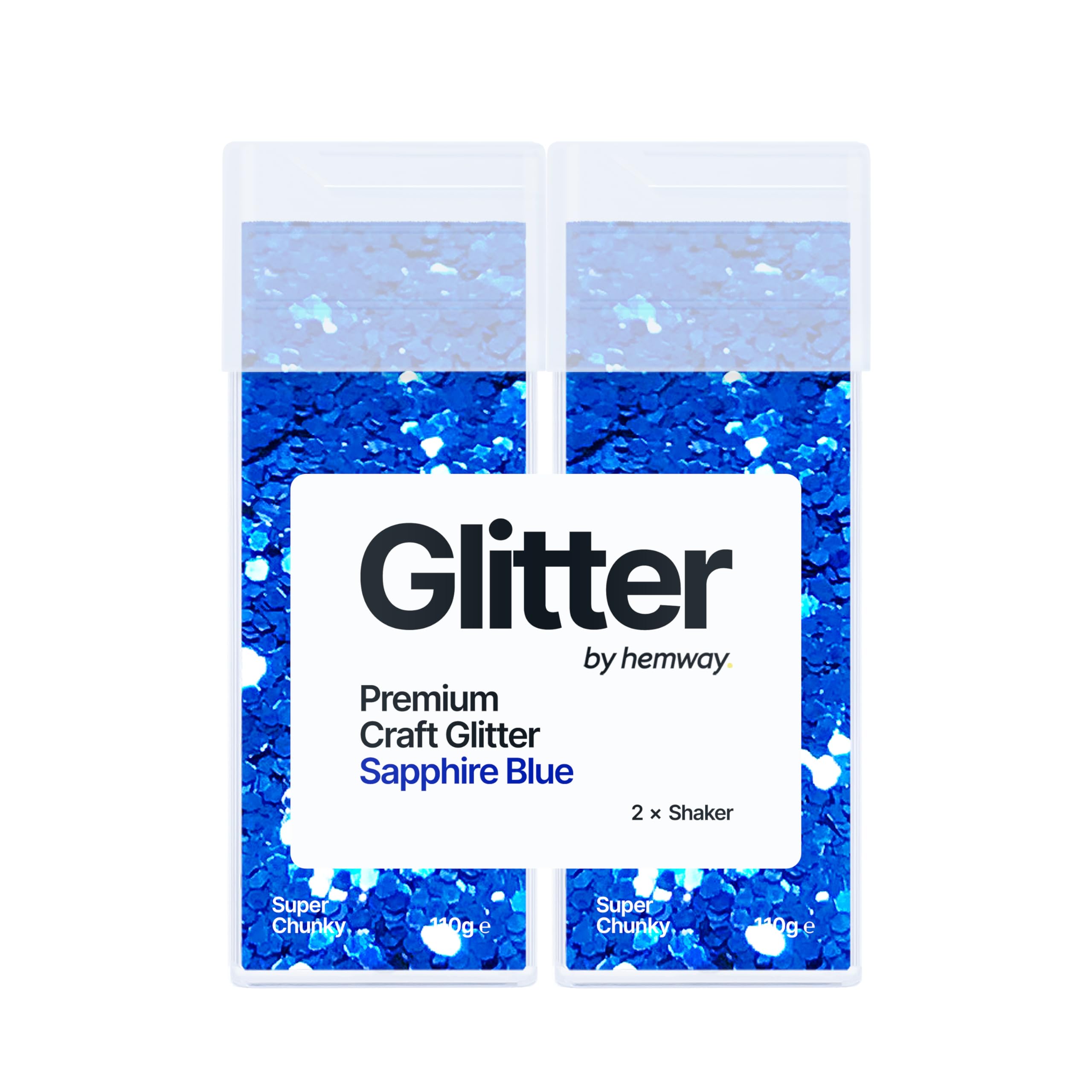 Hemway Glitter Shaker Sapphire Blue 110g x2 Pack Super Chunky, Craft Glitter Shakers for Resin & Epoxy Crafts