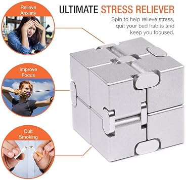 JOEYANK Fidget Cube Yeni Sürüm Fidget Parmak Oyuncakları - Stres ve Anksiyete Giderici/DEHB, Yetişkinler ve Gençler Çocuklar için Ultra Dayanıklı Duyusal Hediyeler için Metal Infinity Cube Prime