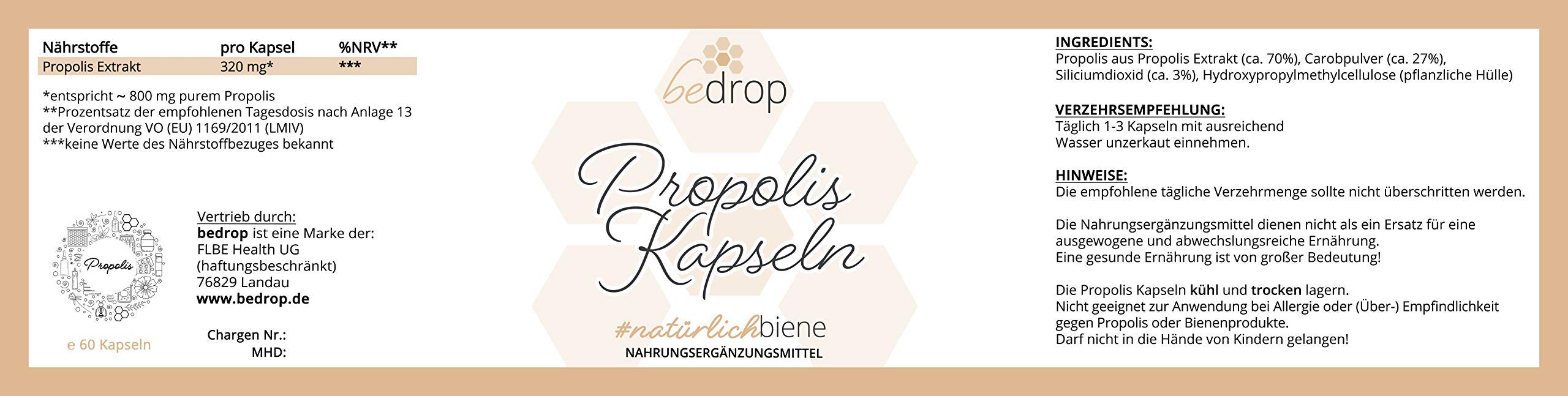 bedrop | Propolis Einsteiger Set - Spray + 20% Tinktur + Propolis Kapseln | Für Kinder & Erwachsene