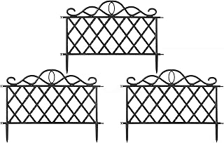 Plastic Garden Edging Border Fence, Flower Bed Barrier, Set of 3, Black