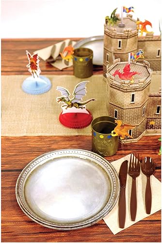 Miniatura 4 de Beistle Platos de papel de peltre desechables para todas las ocasiones, para suministros de fiesta temática medieval, vajilla de pirata y Halloween,