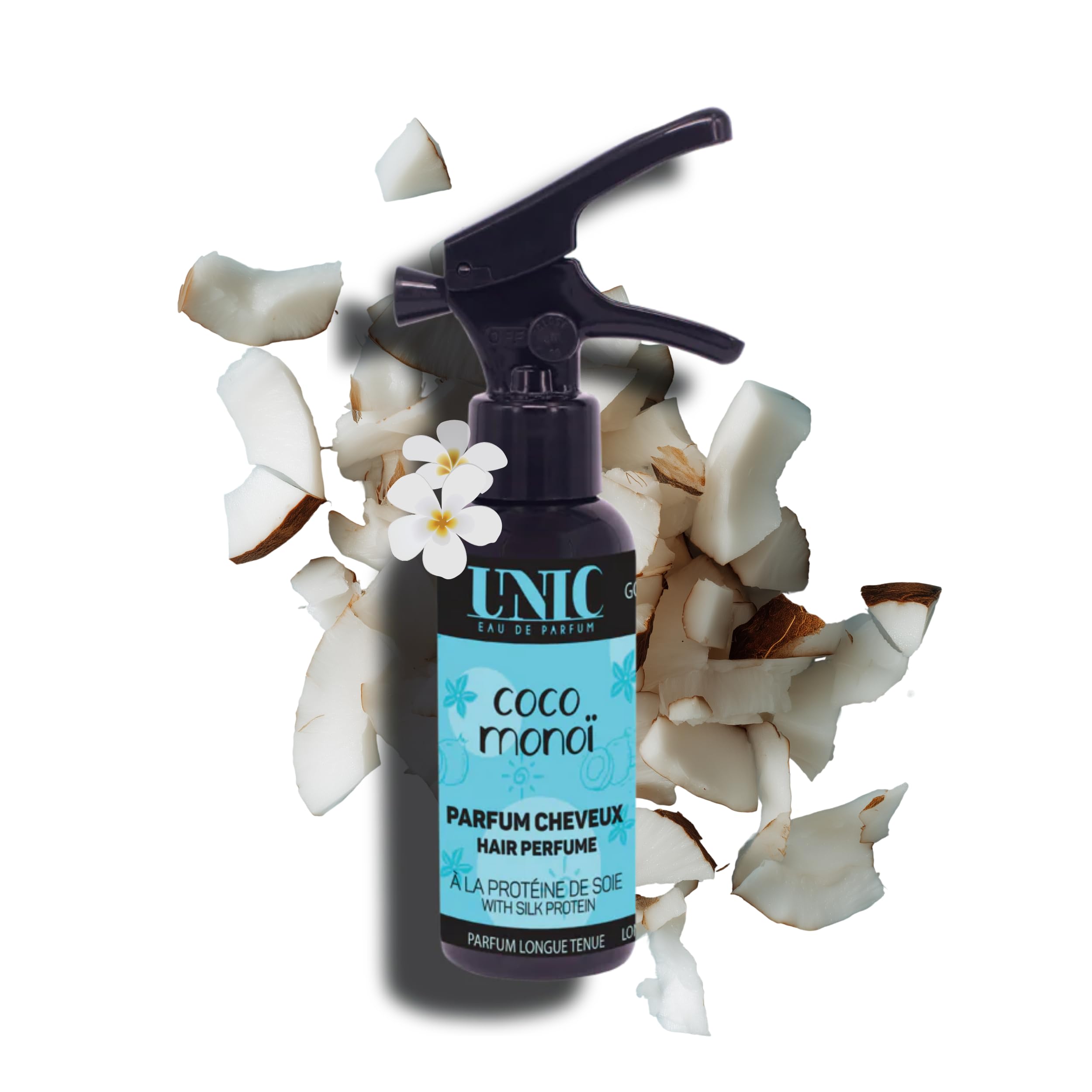 DUO UNIC - Parfum pour Cheveux Sunny Monoï – Brume Capillaire Solaire Coco et Monoï – Sillage Estival et Vanillé – 2 x 50 ML - Fabriqué en France