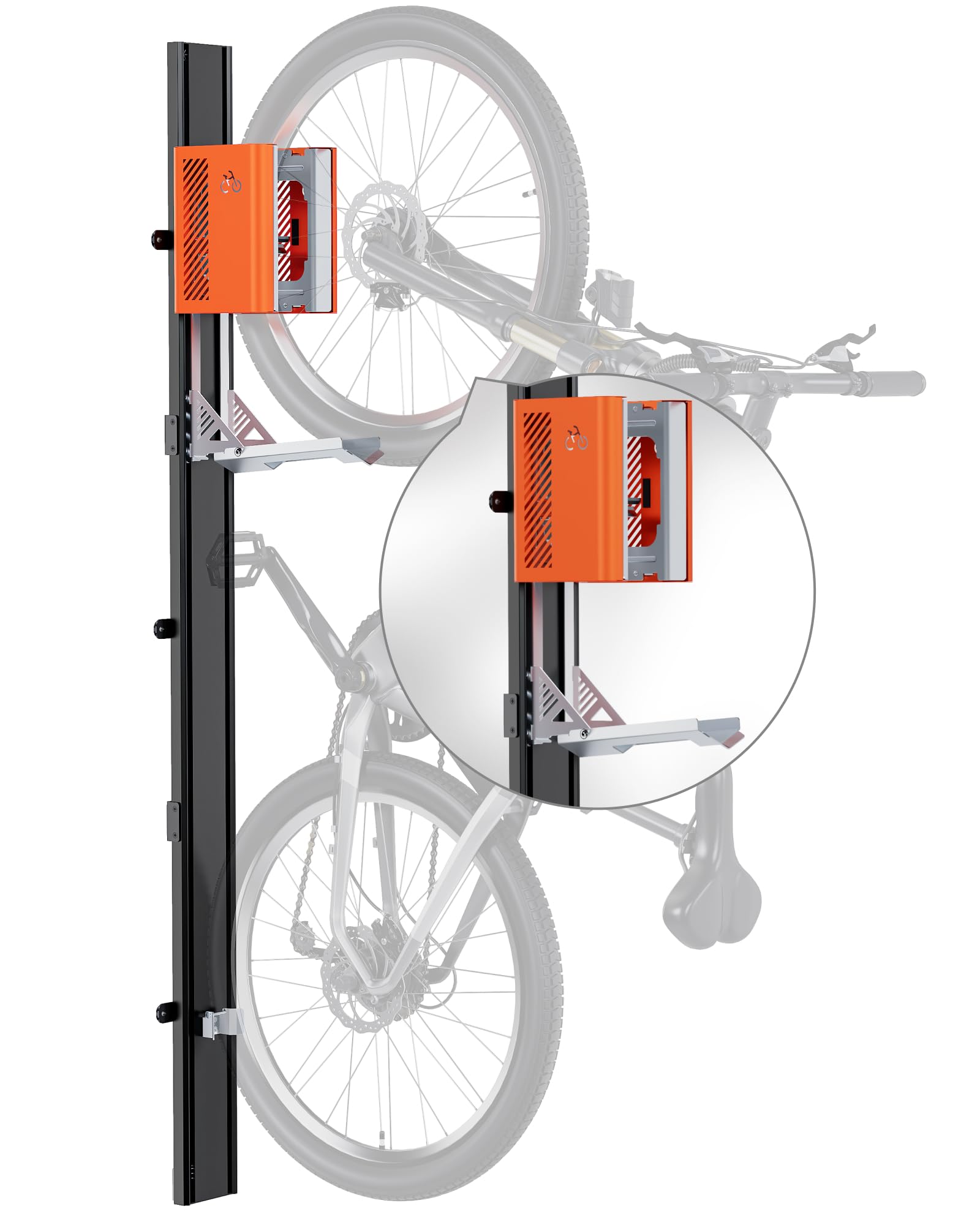 monTEK Automatyczny Uchwyt Rowerowy na Ścianę, Pionowy Wieszak Rowerowy do Opon 24-29 Cali, Udźwig do 32 kg, Oszczędność Miejsca w Garażu dla Rowerów Górskich, Szosowych i E-bike