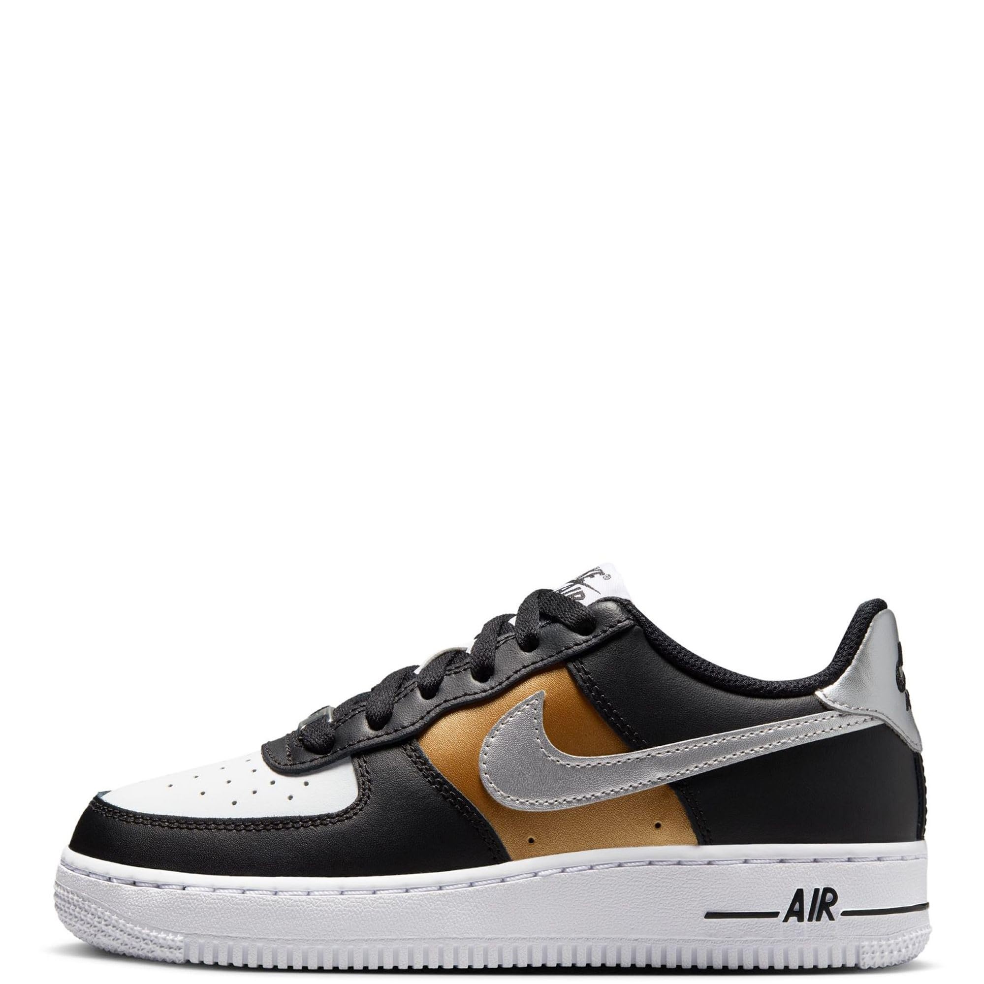 Air Force 1 GS Noir finitions Argent Métallique en cuir premium rigide - 7