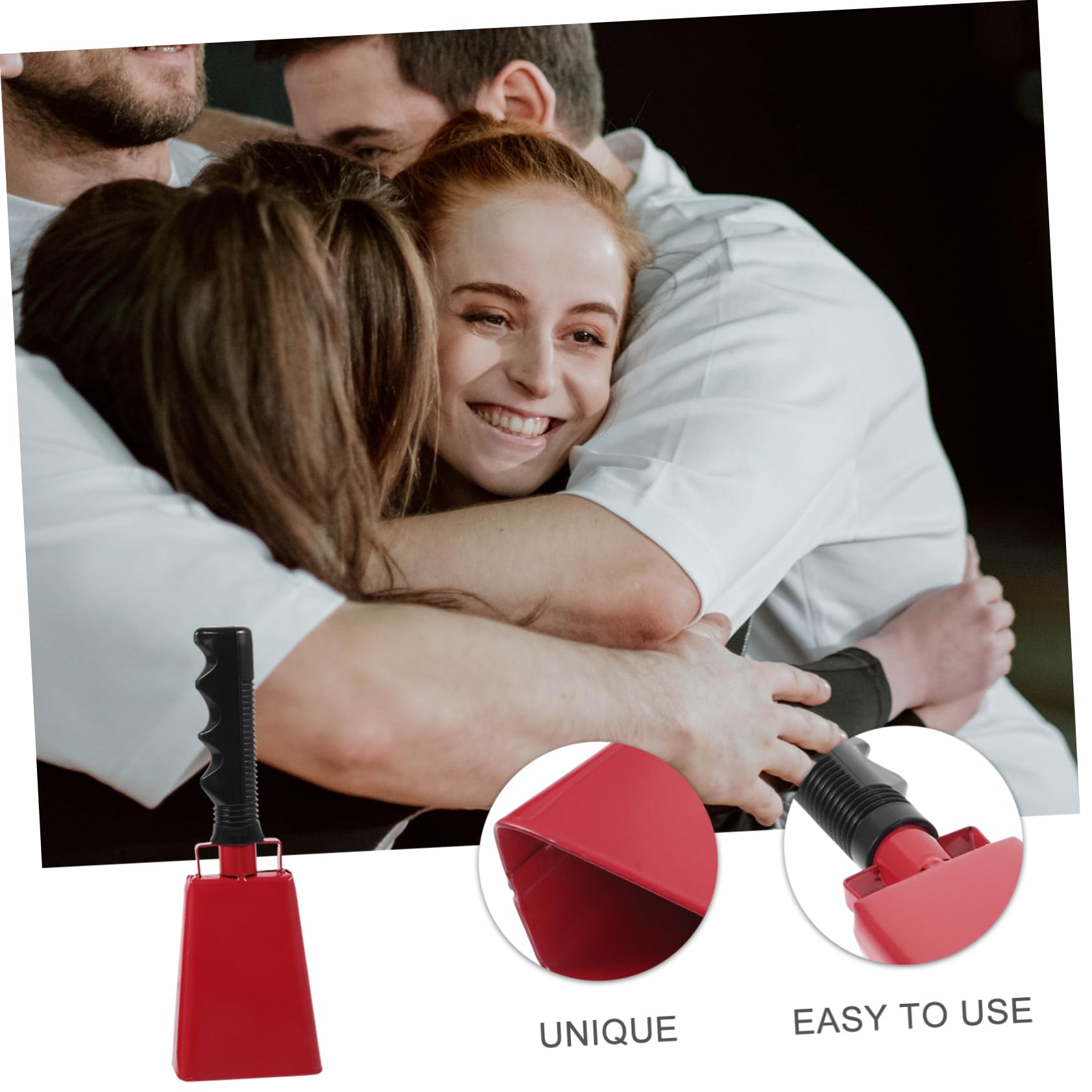 Toyvian 2Pcs Red Cowbells with Handle, Loud Cheering Noisemakers for Football Games Sports Events, Parties, Weddings, and - Image 2