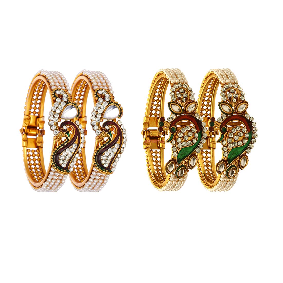 ZENEME Gold Plated Peacock design Bangles Kada Set Of 4 Bracelet For Women and Girls. (B07F666DZV) Amazon Price History, Amazon Price Tracker