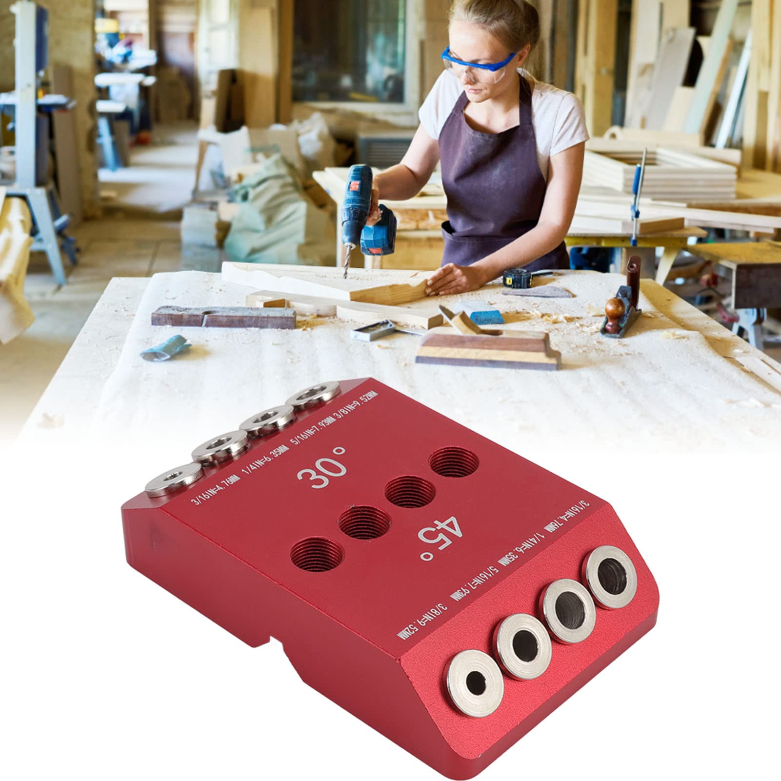 Plantilla Taladro Angulo 30 45 90 Grados Grosor Variable Ajuste Preciso Montaje Barandillas Facil Uso Diseño Ergonomico Ideal para DIY Profesional Amateur