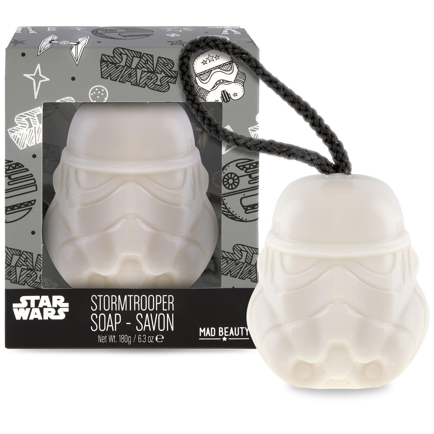 Star Wars Stormtrooper Soap Bar with Rope | Mad Beauty | White, Galactic Empire - Fun Skincare Gift for Men