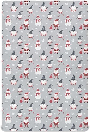 Christmas Gnome Crib Sheets - Stretchy Fitted Crib Sheets for Boys Girls, Unisex Cozy Baby Crib Sheet 27 x 39 x 5 Inches