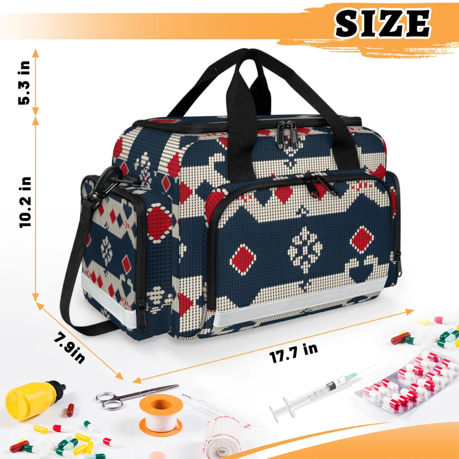 GzLeyigou First Aid Bags Empty, Rich Damask Emergency Bag First Aid Kit Multiple Compartment Kit Carrier On Call Trauma Bag For Paramedics Emergency Medical Supplies Kit