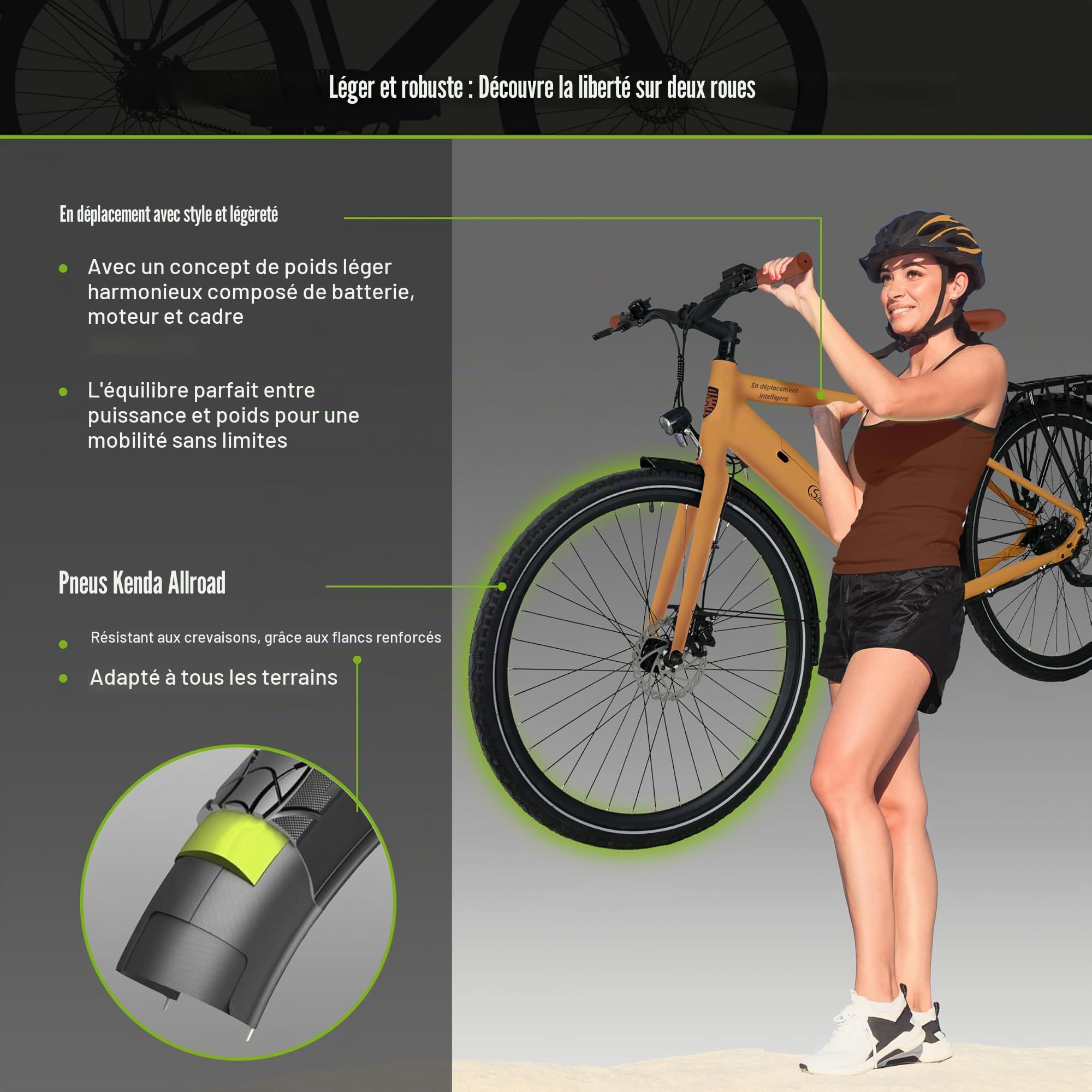 Allrounder Urban Trekking Vélo électrique C3T avec capteur de couple d'entraînement par courroie | 28 pouces 18 kg Vélo électrique Pedelec ultra léger pour homme et femme