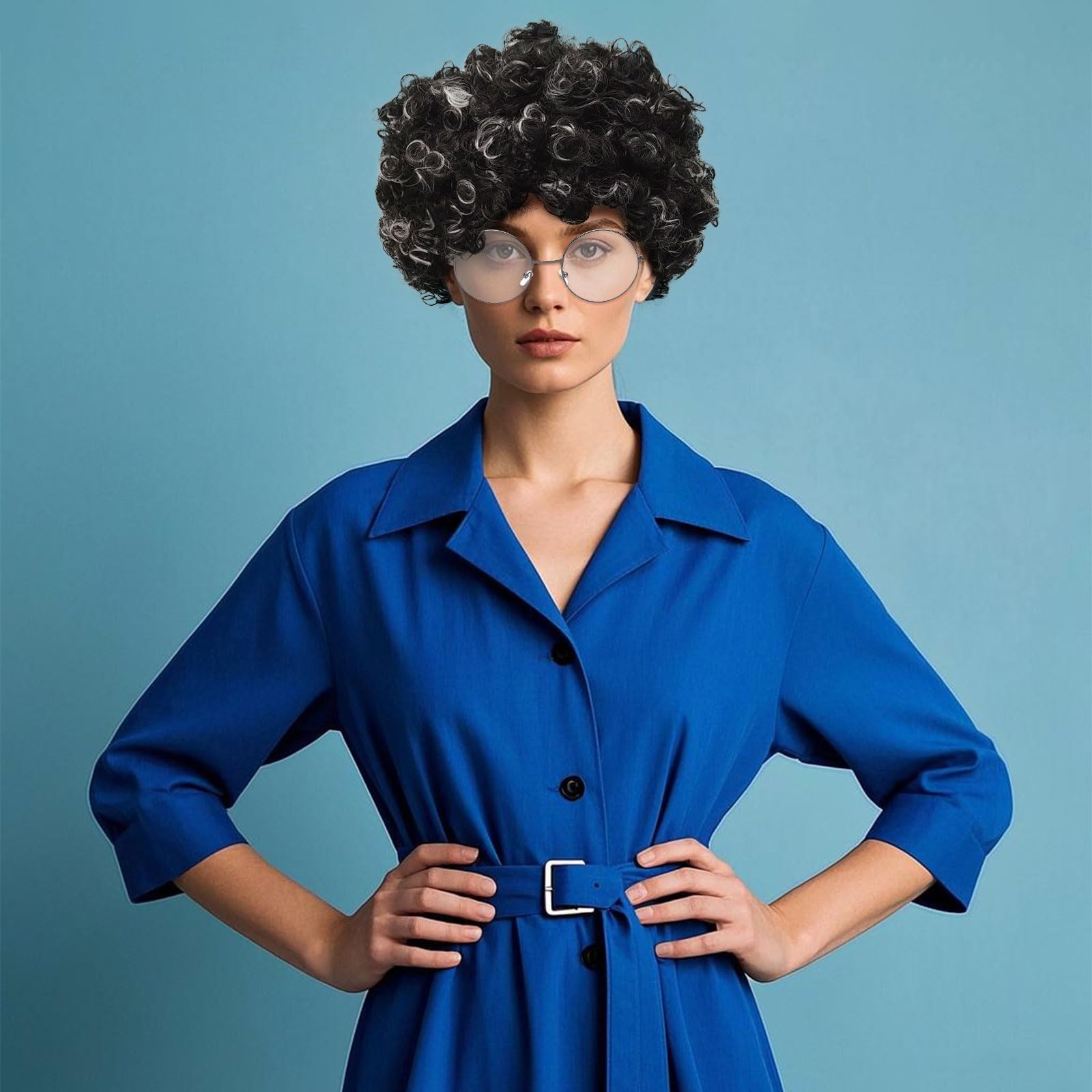2 szt. Peruka babci na karnawał, babcię, cosplay, z okularami babci
