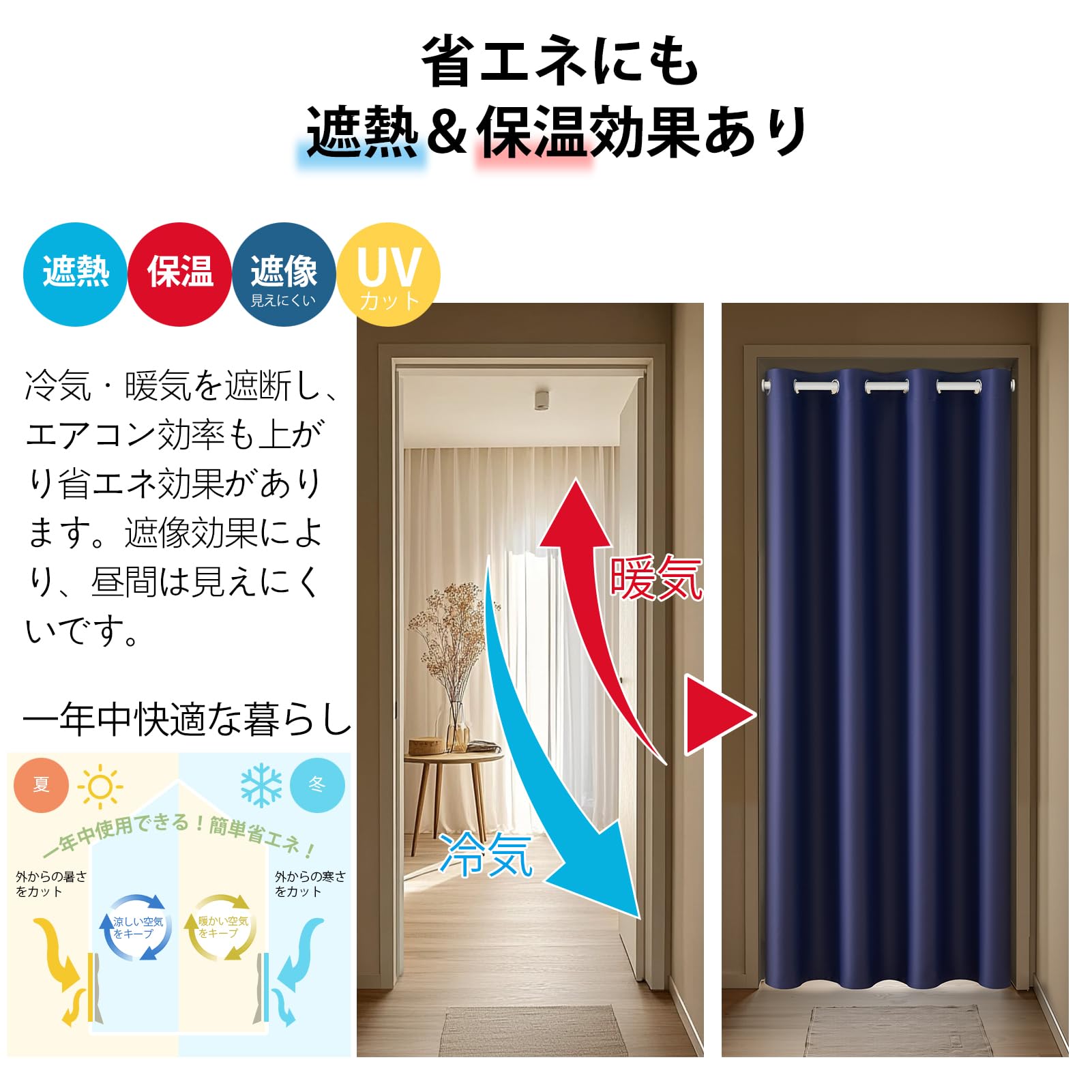 Amazon｜Topfinel カーテン 遮光 間仕切りカーテン 断熱 のれん ハトメ