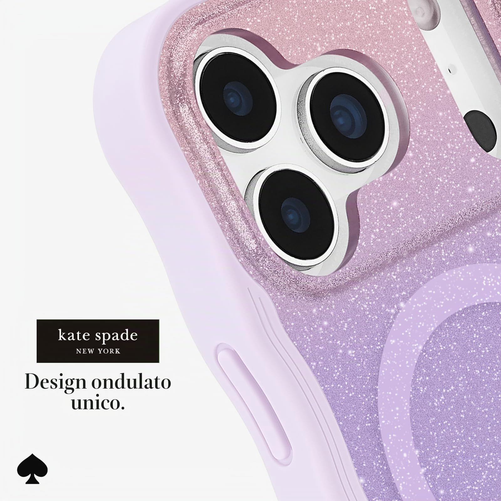 Kate Spade New York Custodia per iPhone 17 Pro, compatibile con MagSafe, custodia per telefono di design, glitter opalino