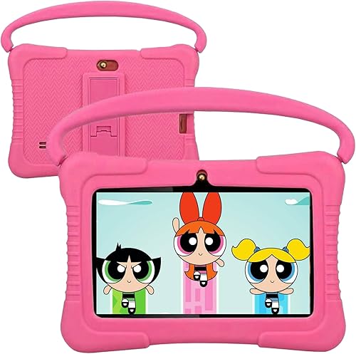 QISTOQI Tableta para niños, tableta Android de 7 pulgadas y 32 GB para niños pequeños con Bluetooth, WiFi, control parental, cámara doble, GMS,