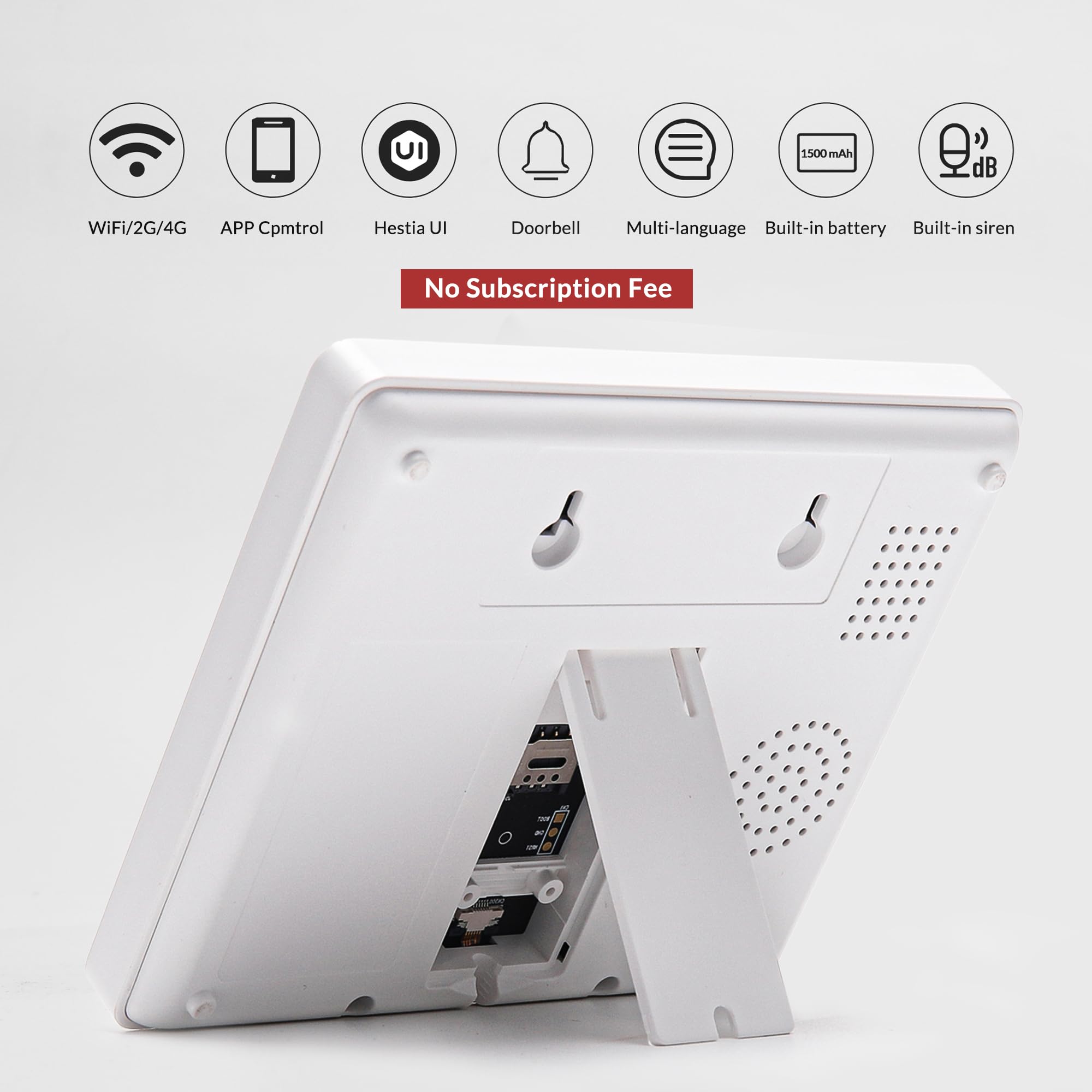 HESTIA Kit di sicurezza domestica intelligente HD da 4,3 pollici, sistema di allarme wireless senza canone mensile, kit di sicurezza per la casa touch screen con sensore di movimento PIR, sensore per