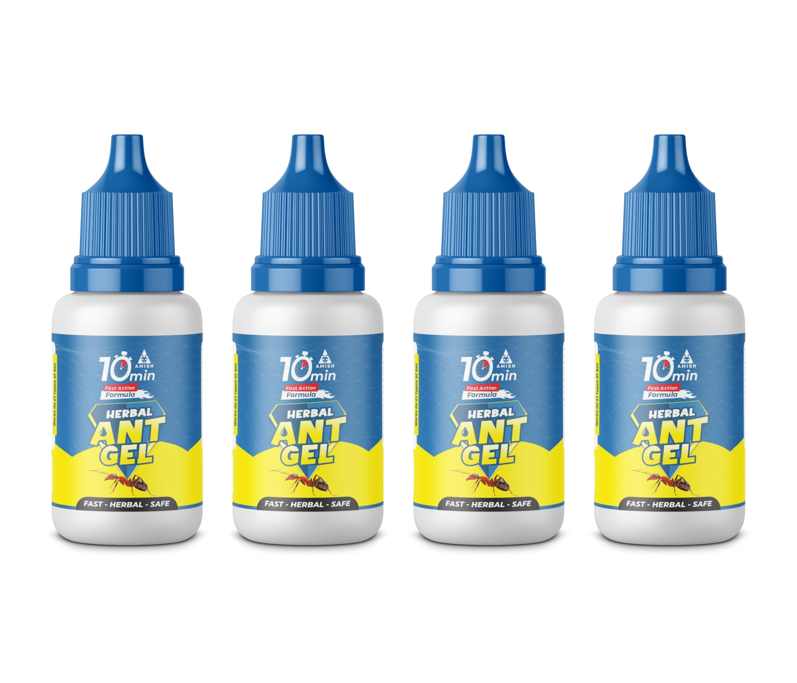 Amish Herbal Ant Gel Pack of 4 | 10 Min Max Bait Formula | Powerful Organic Repellent & Cleaner | Removes Red, Rekha, Laxman, Antox Pests | Natural Dawa Protector for Home & Kitchen