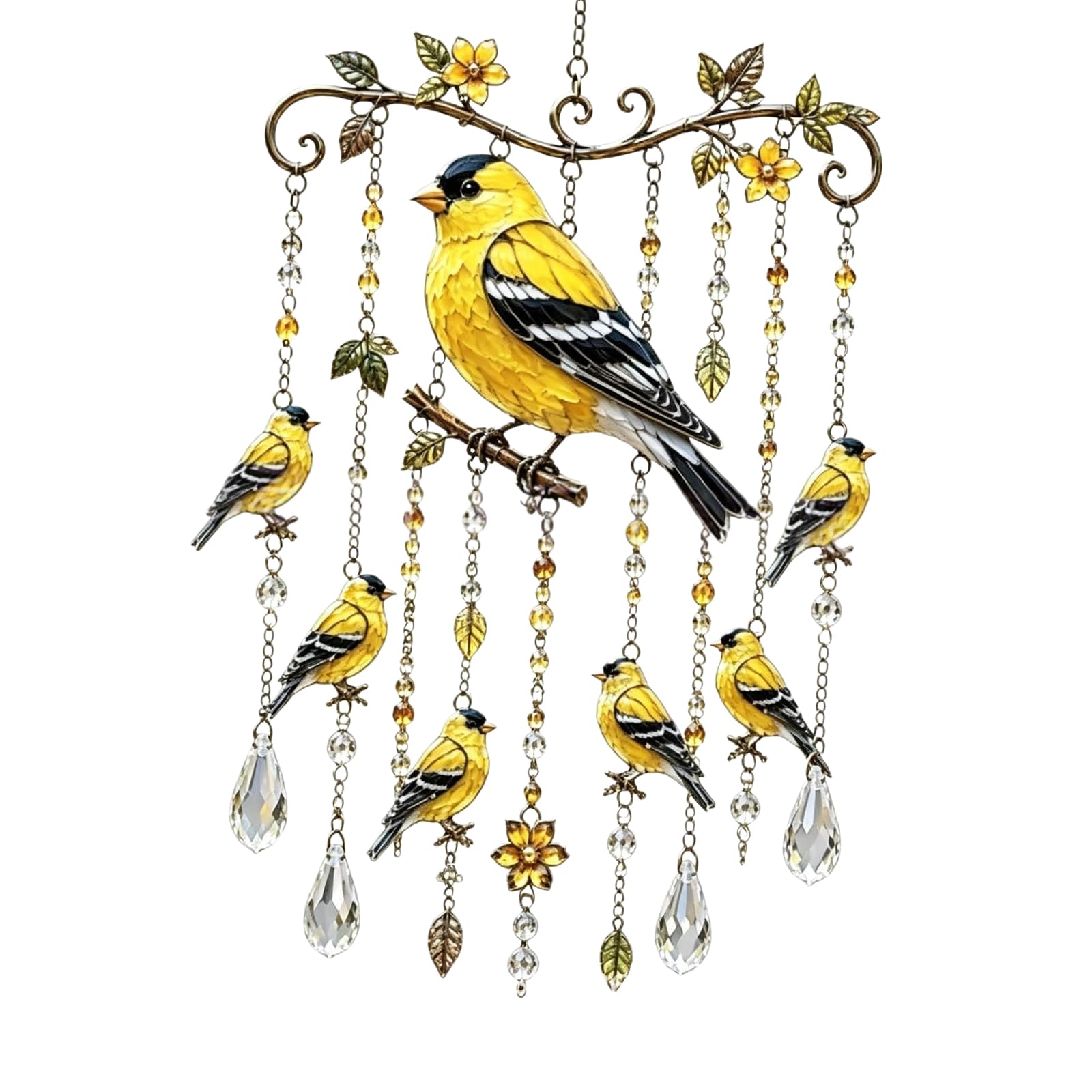 Tfaoys Goldfinch Crystal Suncatchers Window Hanging Birds Wind Chimes Sun Catchers Rainbow Makers Ornament Garden Home Decors Gifts Rainbows Makers Sun Catchers Window