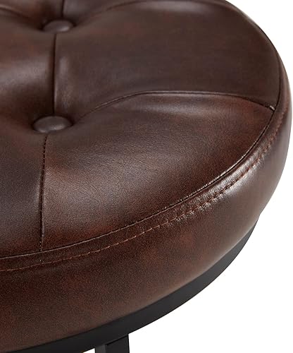 Miniatura 5 de DUHOME Taburete otomano de piel sintética, silla de tocador, reposapiés, taburete de maquillaje con base de metal para sala de estar, dormitorio,