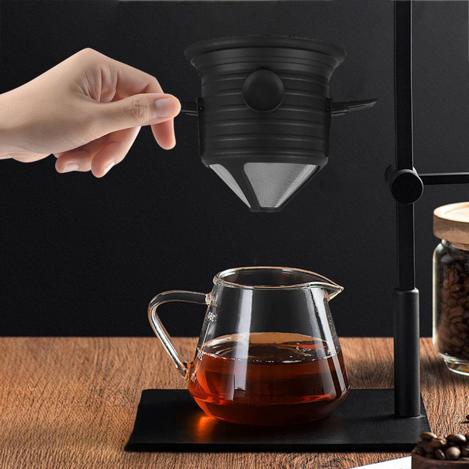Filtro da caffè portatile, pieghevole for tè e caffè, senza carta, for versare la tazza senza carta, for caffettiera in acciaio inox, porta tè, riutilizzabile, senza carta for versare sopra il