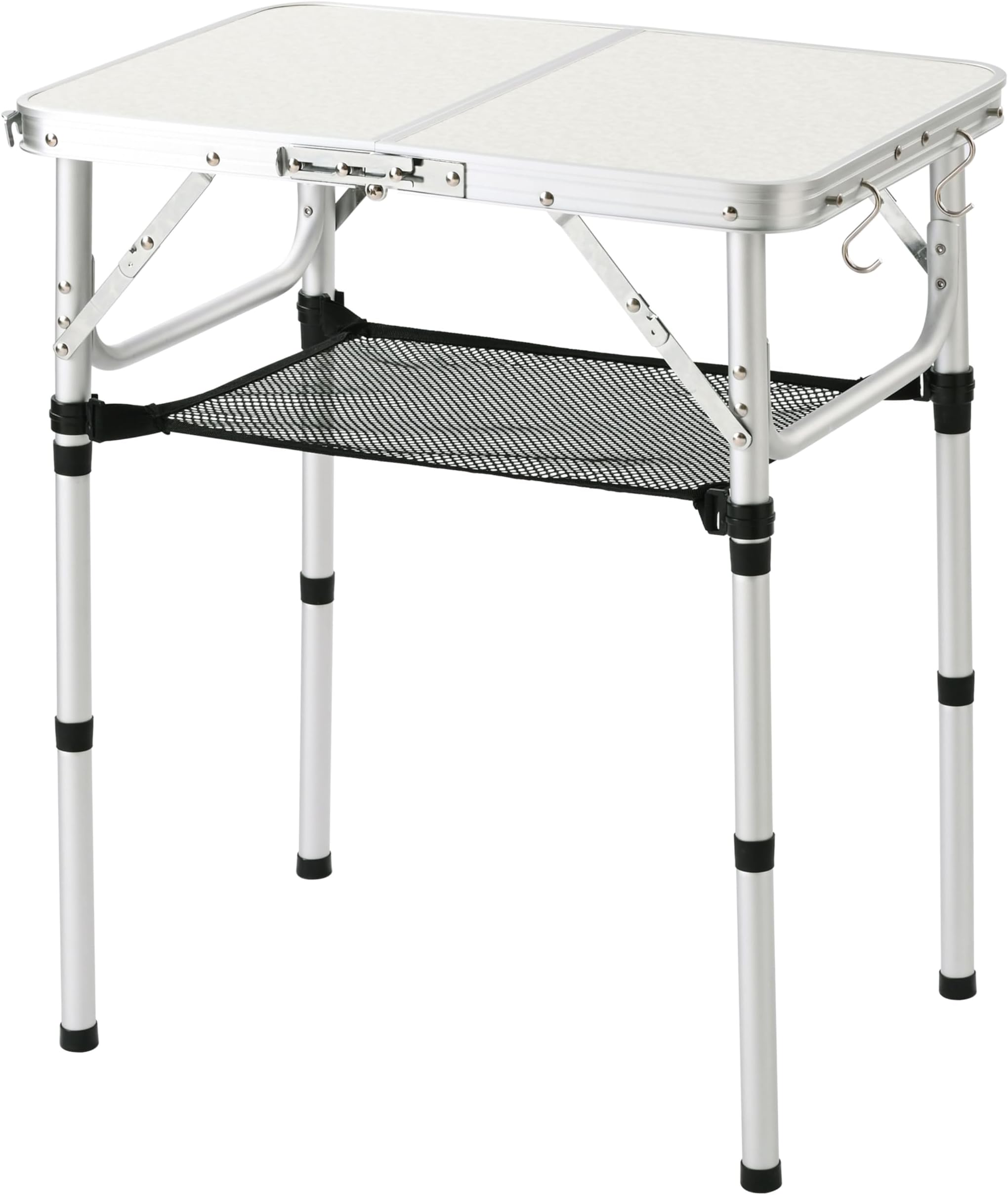 Folding Table Small, 24''L x16''W Camp Aluminum Table with Adjustable Height Legs, Indoor Outdoor Lightweight Portable Folding Aluminum Dining Table for Picnic Camping 2-Feet（10"/19"/27）