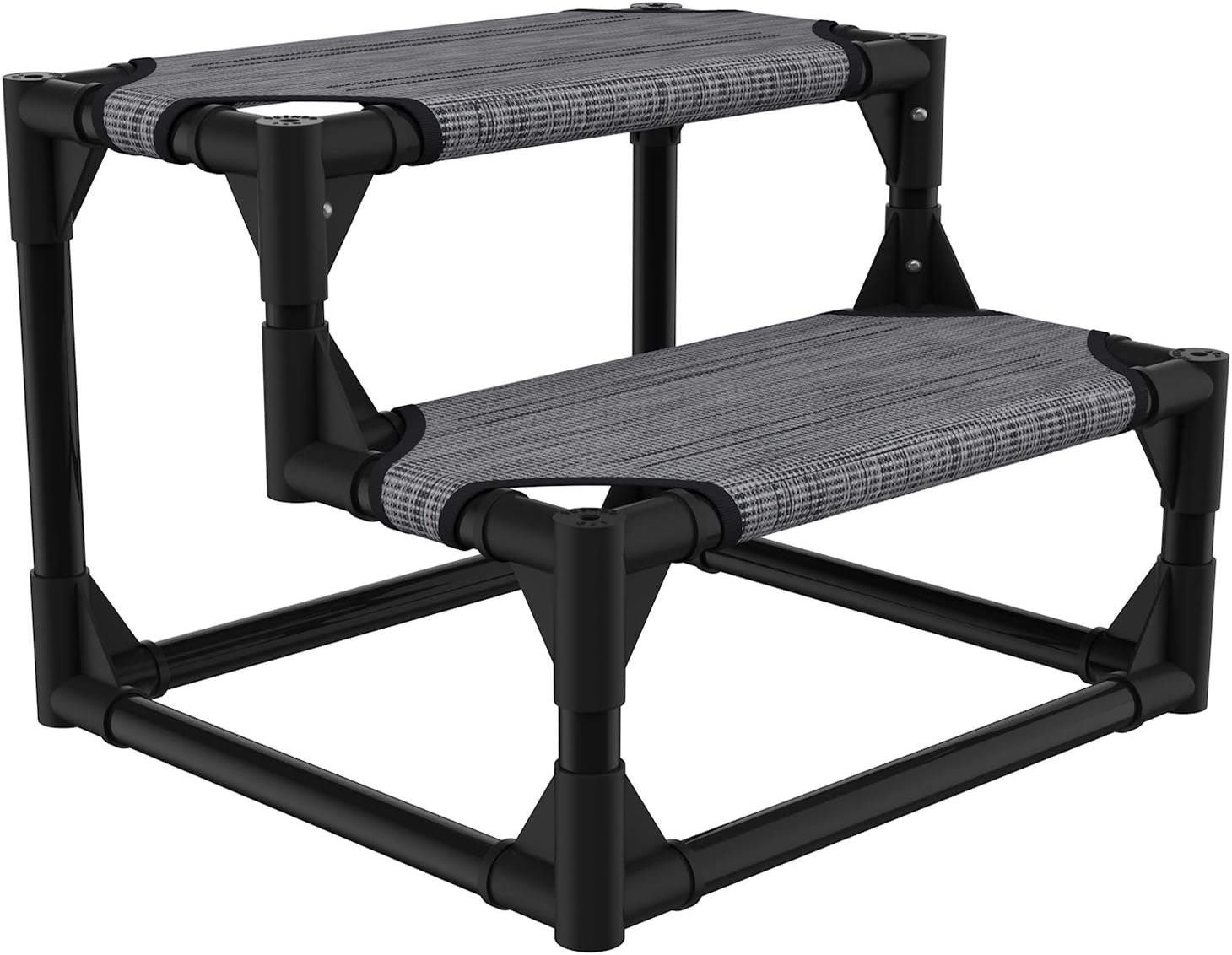 Veehoo Sturdy Pet Steps - Pet Stairs for Small Dogs and Cats, Doggie, Puppy and Older Cats Step for High Bed Couch, Black Silver