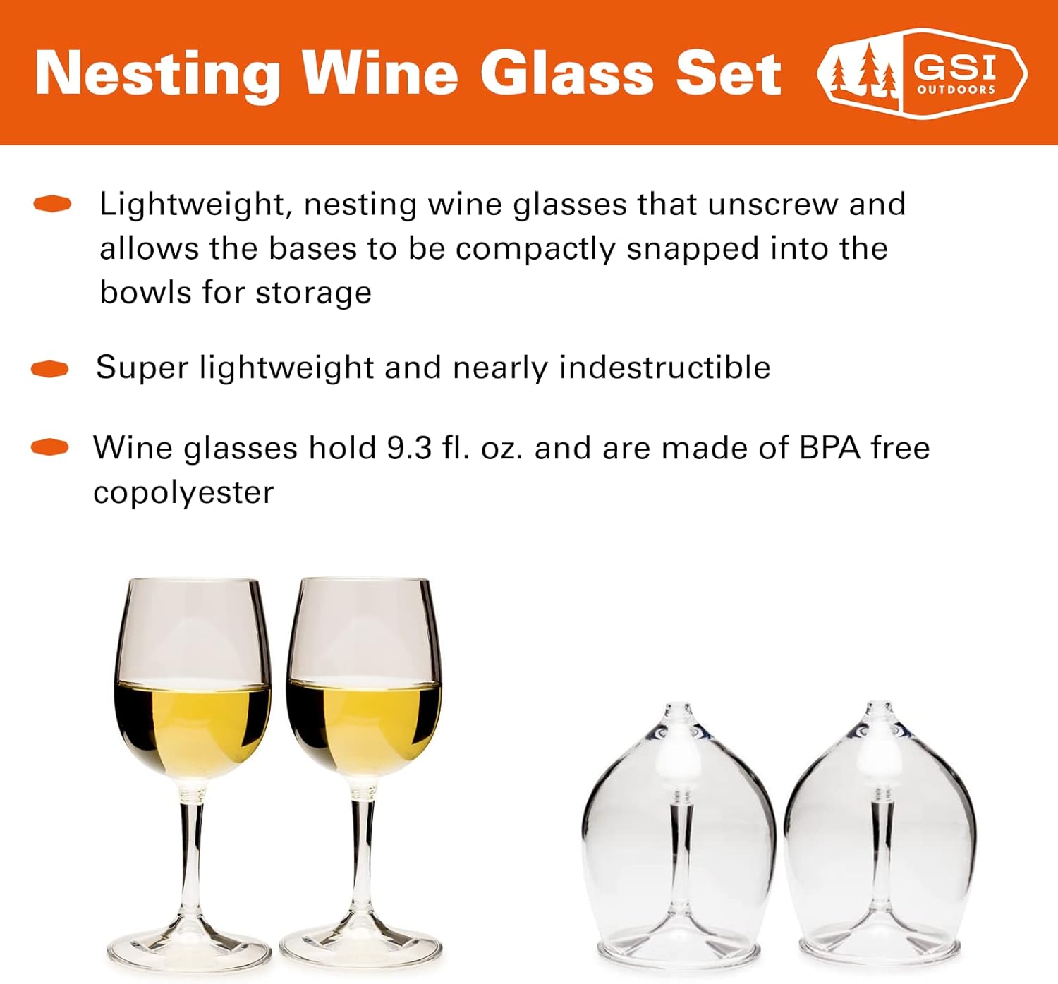 GSI Outdoors Nesting Red Wine Glass Set