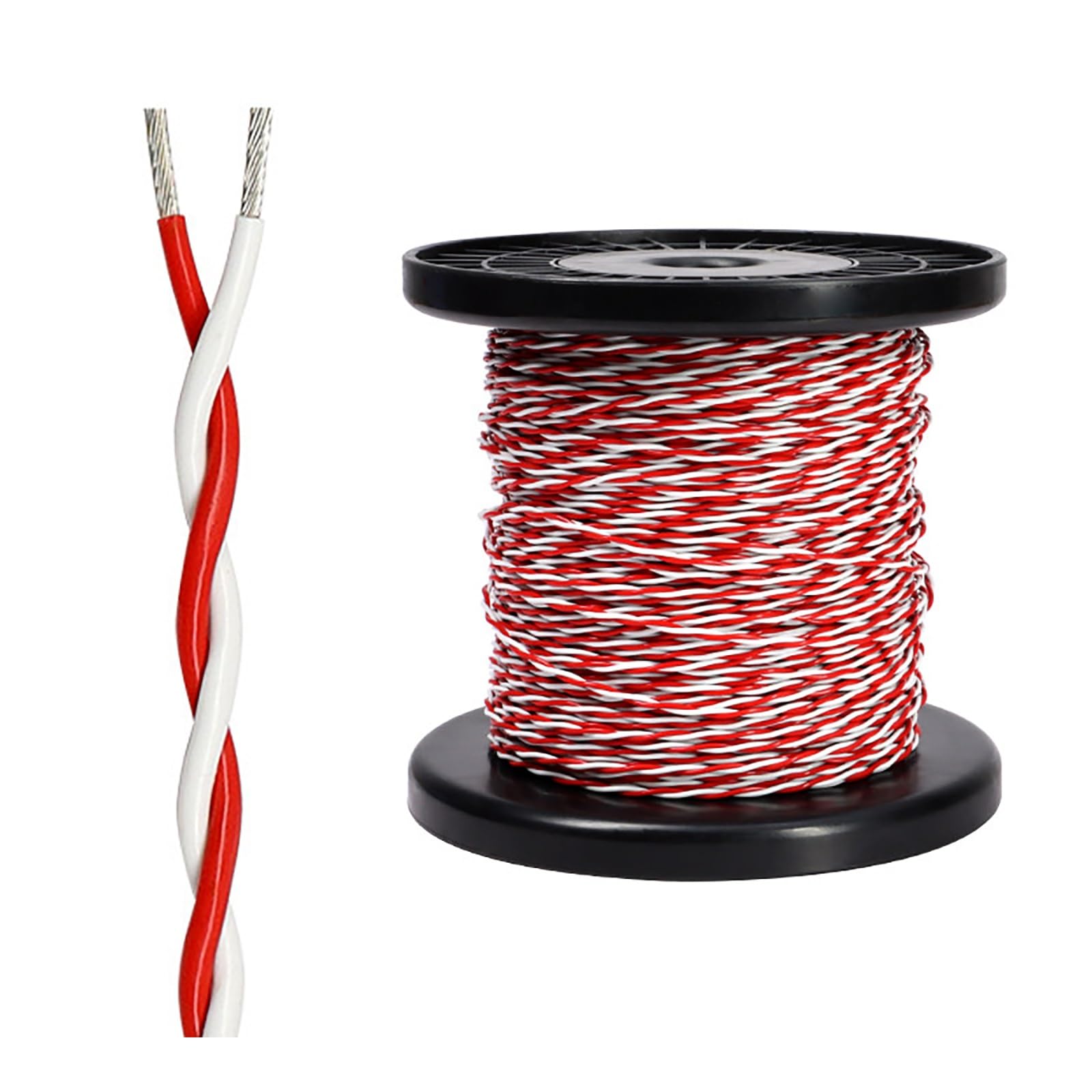 Cable Trenzado Flexible 30M Alta Temperatura 26 24 22 20 18 17 AWG 600V Cobre Estañado Con Aislamiento FEP Para Iluminación LED Y Sistemas Solares(Red-white,18AWG)
