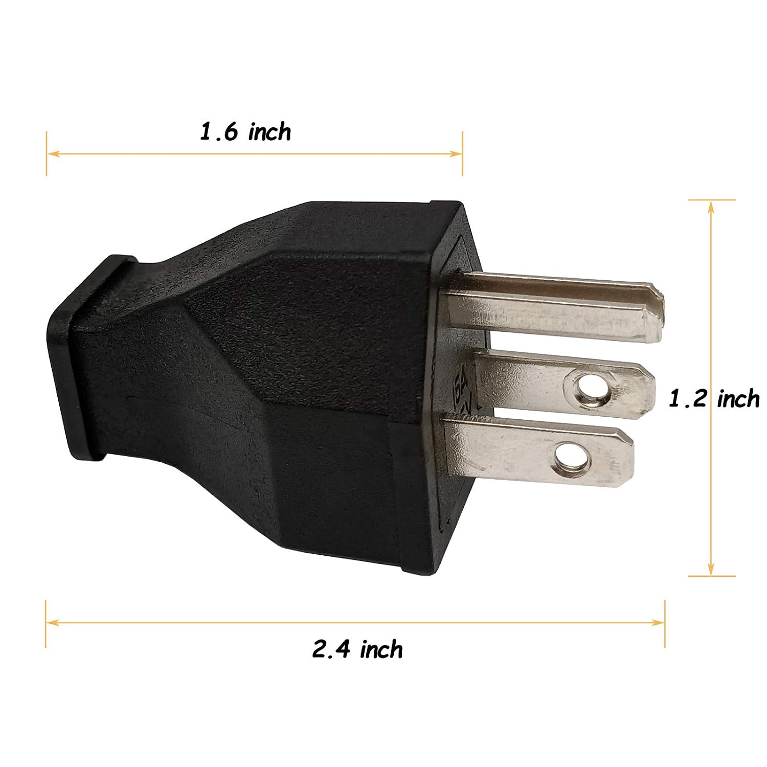 Straight Blade Plug 15 Amp 125 Volt, Grounding 3-Wire Male Extension Cord Replacement, Plug, Straight Blade, Electrical Plugs End Black, 3-Pack
