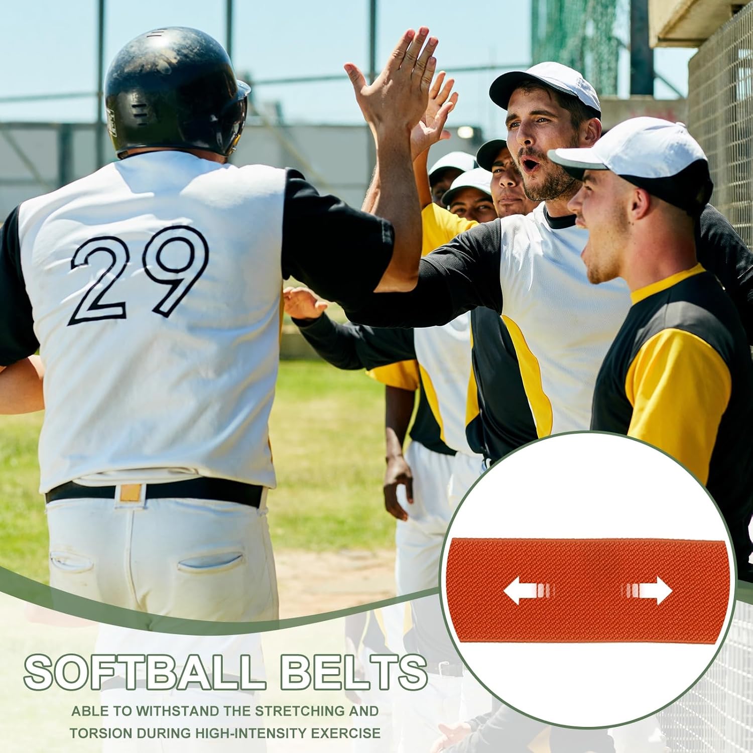 Baseball Belt PU Leather Softball Belt, Adjustable Elastic Baseball Uniform Belt Fit for Football Exercises