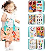 Teefrye Toddler Busy Board: Montessori Sensory Quiet Book with 21 Activities for Fine Motor Skills, Ages 1-5 Travel Toy