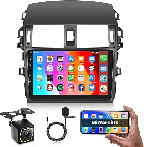 Miniatura 9 de Estéreo inalámbrico para automóvil 2G 32G Android Apple Carplay para Toyota Corolla 2009-2013, Rimoody de 9 pulgadas, pantalla táctil, radio para