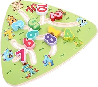 HAPINARY Labirinto Ambulante Quebra-Cabeça De Madeira Cognição De Número Labirinto Engraçado Tabuleiro De Jogo Tabuleiro De Jogo Móvel Placa De Aprendizado Número Cognição