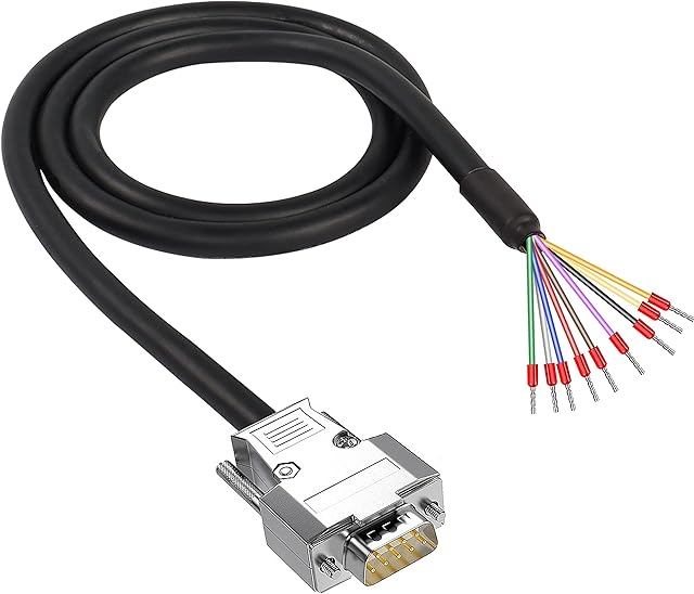 DB9 Connector Adapter Cable, D-SUB 9Pin RS232 Serial Port Extension Cable Replacement with Bare Wire 22AWG (Male)