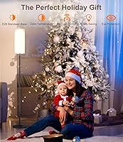 Vista 8 de luckystyle Lámpara alta regulable de pie, bombilla LED de 12 W con pantalla, interruptor de pie, poste de temperatura de color personalizado remoto