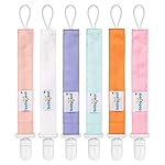 babygoal Pure Color Pacifier Clips, 6 Pack Binky Paci Holder Clips Leashes Fits for Most Pacifiers and Binkies 6PS23
