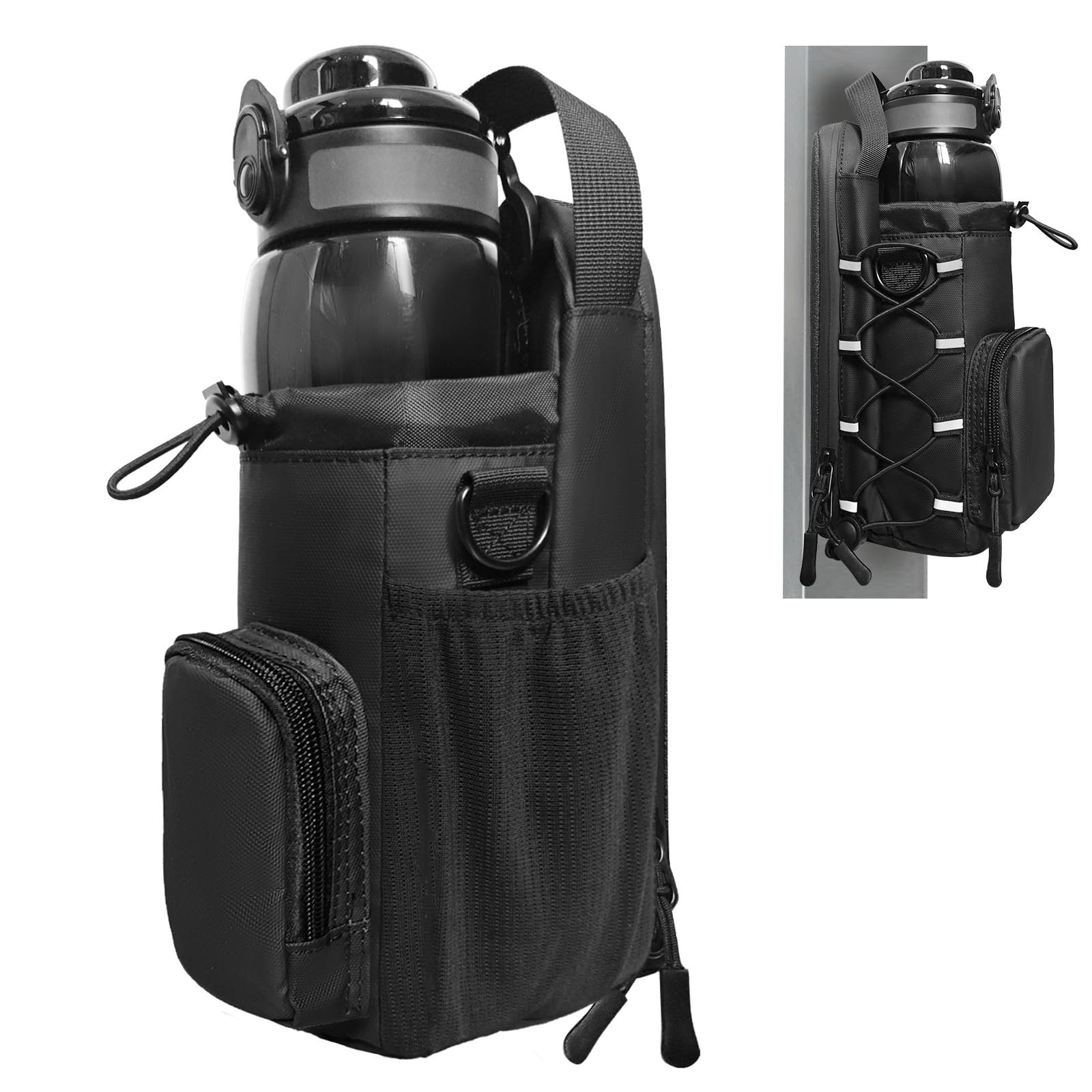 Magnetic Gym Bag for Men and Women, Magnetic Water Bottle Holder for Gym, Small Gym Bag, Gym Gifts for Women and Men (Black, <40 OZ)