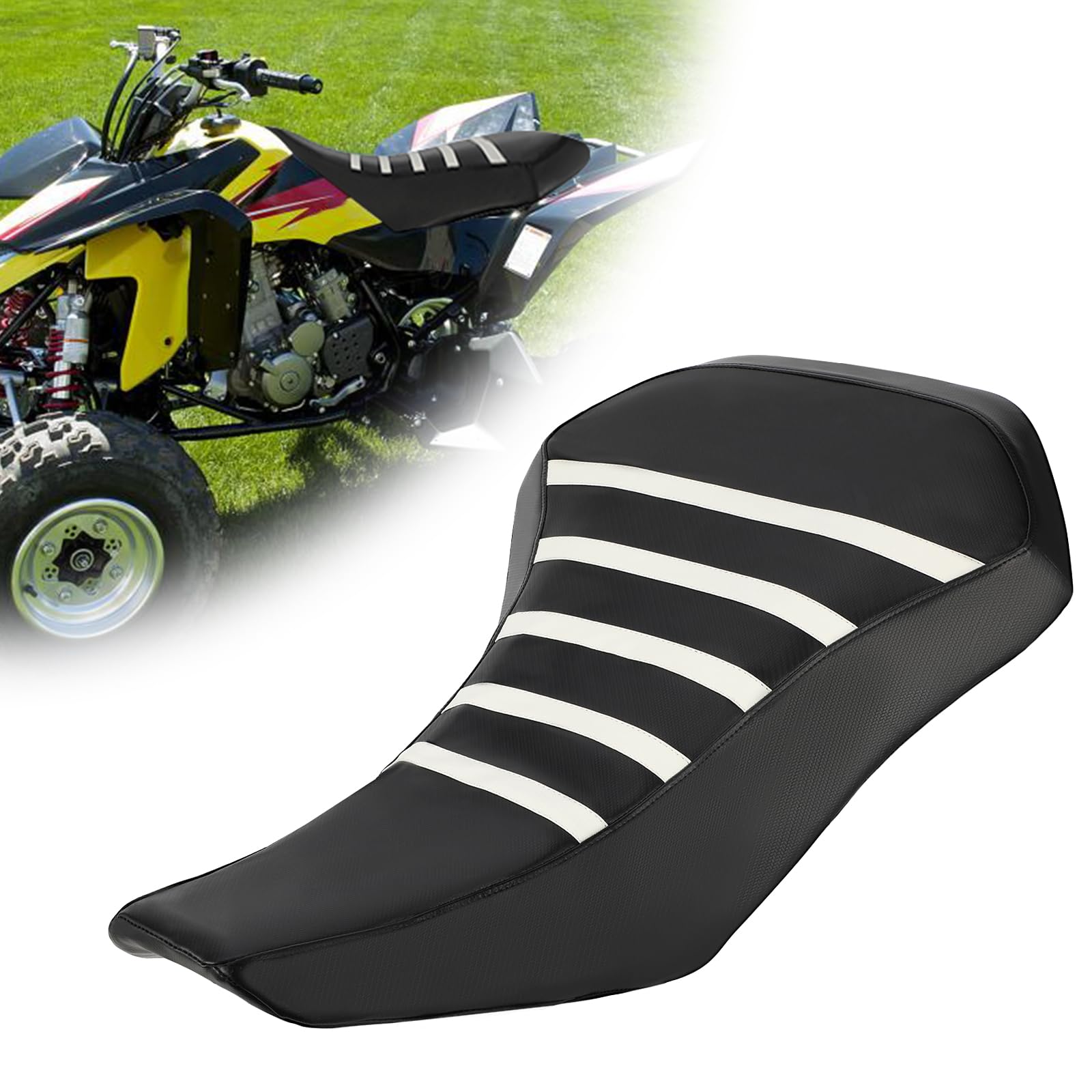 Funda Asiento Moto ATV Universal para Suzuki LTZ400 Quadsport Z400 Blanco | cobertura para asiento, acolchado para el asiento, ajuste universal, compatible con Suzuki LTZ400 Quadsport Z400