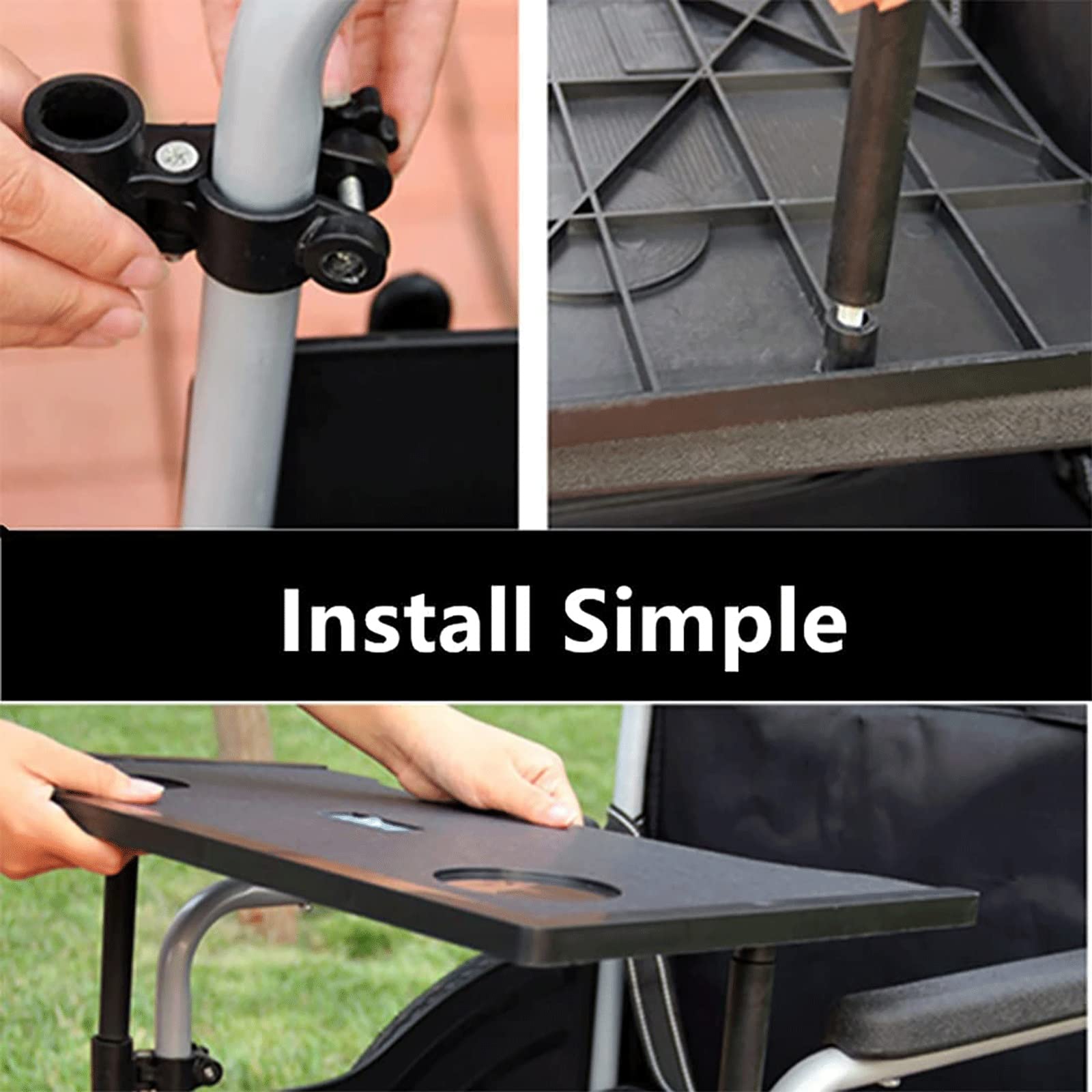 Daten Tavolo Vassoio per Sedia A Rotelle, Tavolino per Sedia A Rotelle Rimovibilecon 2 Portabicchieri, Vassoio per Sedia A Rotelle Universali Scrivania per Disabili, Mangiare, Leggere, Riposo