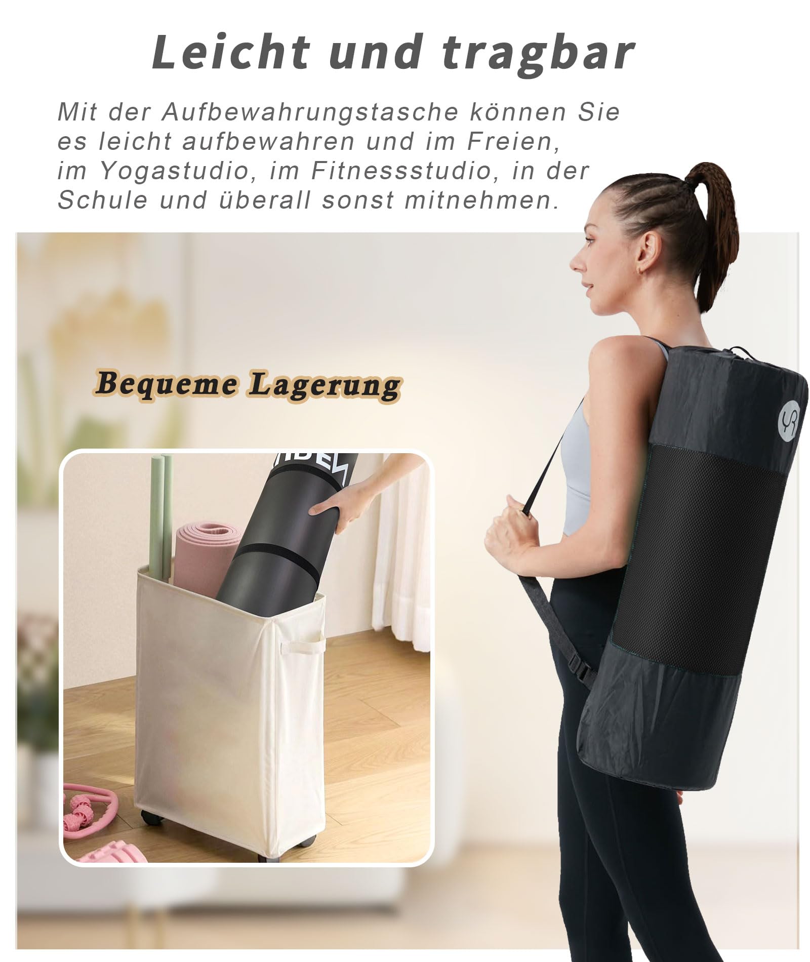 Yogamatte 195×61cm 20mm Dicke Fitness Matte NBR Gymnastikmatte | Extra Dick, für Pilates Gym Workout Zuhause, mit Tragetasche