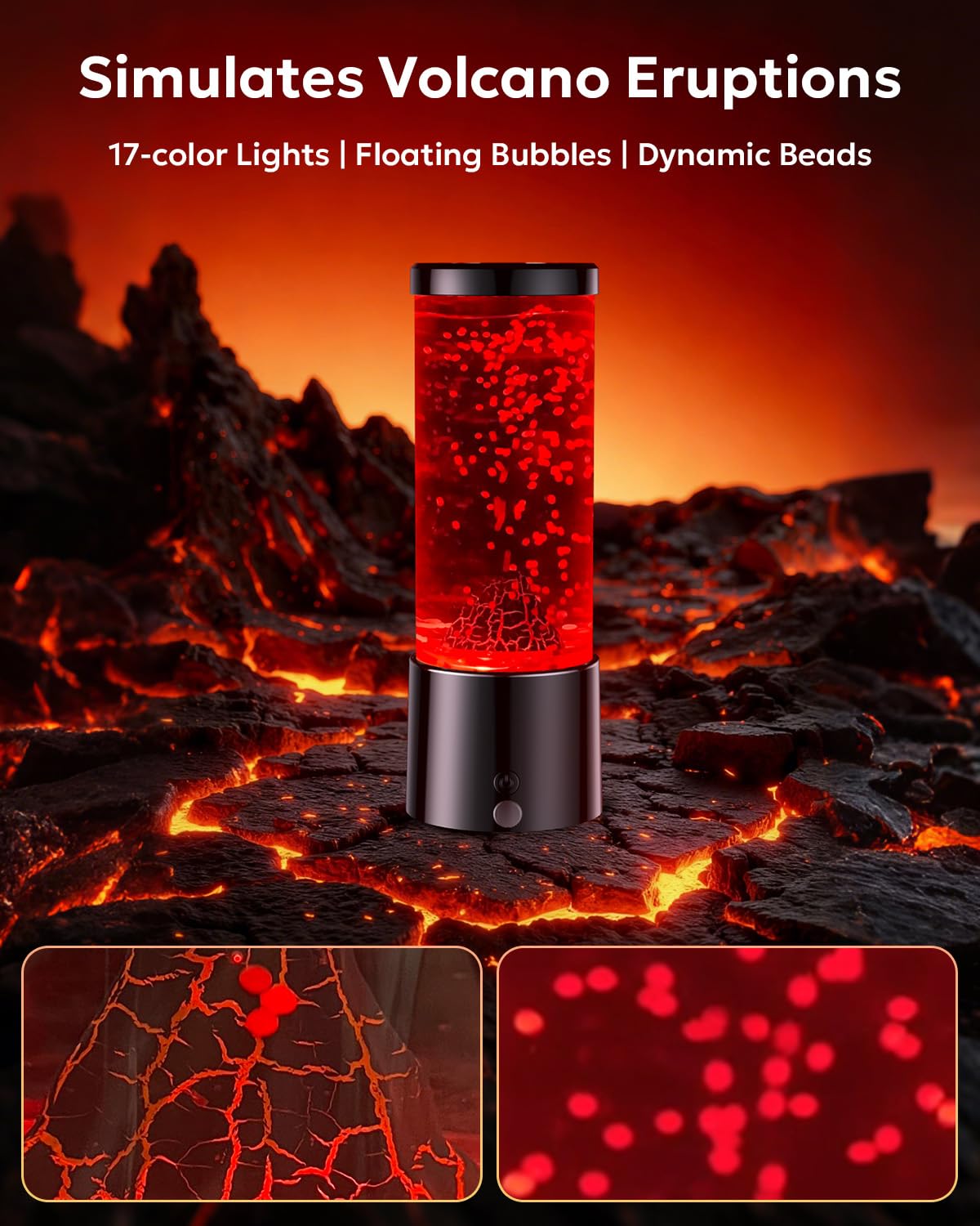 Luce notturna vulcano bambini, lampada vulcano con 17 cambi di colore e telecomando, lampada eruzione vulcanica, educativa per bambini, ragazzi e ragazze